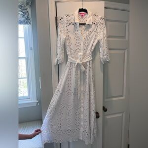 Lily Pulitzer White Eyelet Shirt Dress